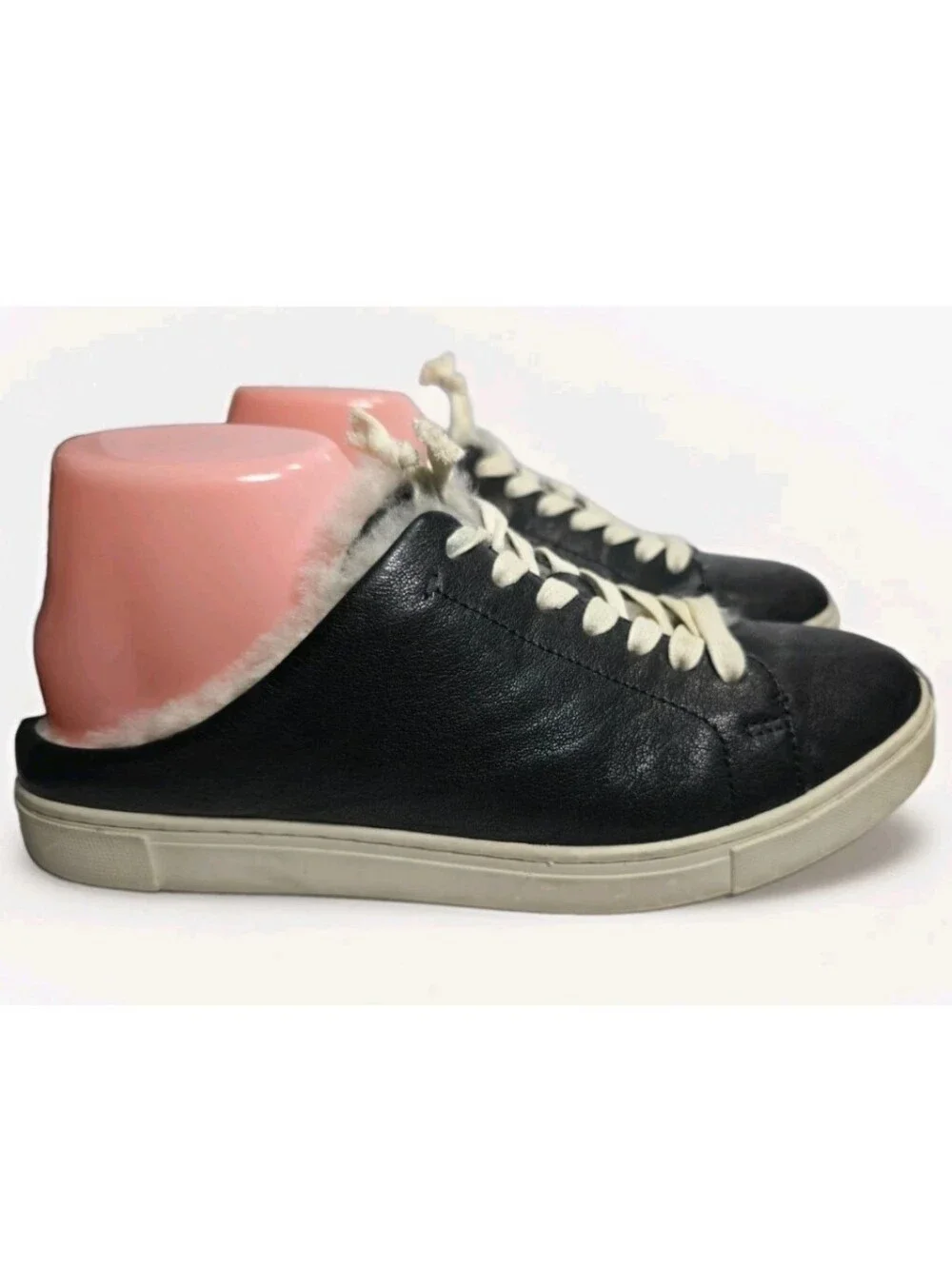 Frye Ivy Shearling Low Lace Sneaker Black Women's Size 8.5 Anthracite